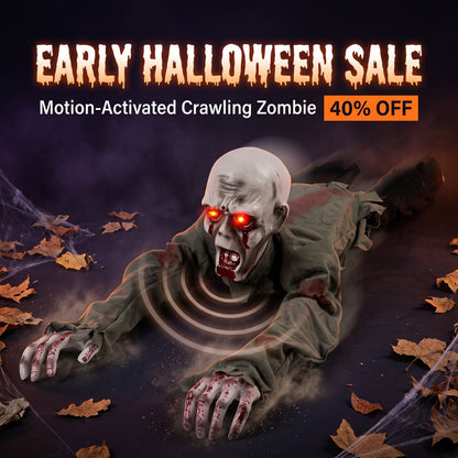 ApexGaze™- Scary Crawling Ghost Zombie - Light Up Eyes, Motion & Sound Activated
