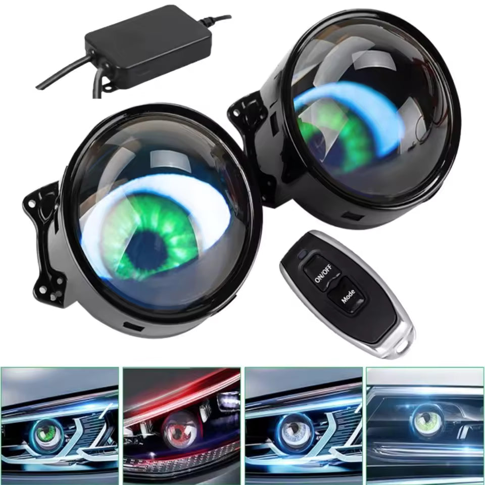 3 Inch 12V Car LED Devil Eyes Demon Devil Eye Lenses With APP WIFI Control Eyes Headlight Retrofit Kits Fitting Car Accessories