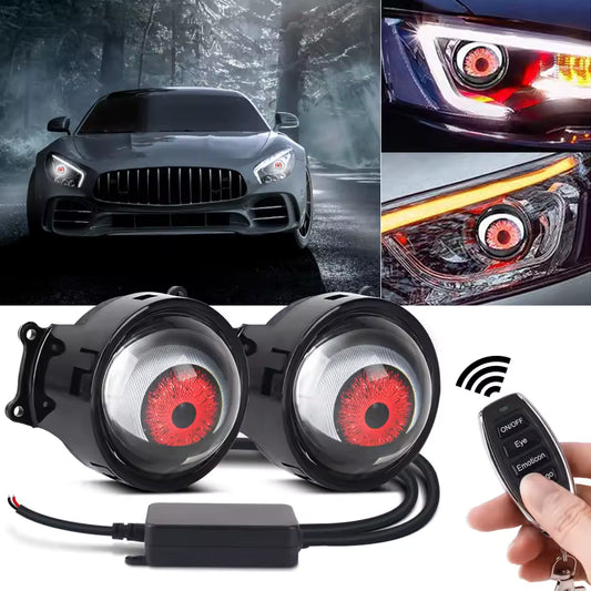 3 Inch 12V Car LED Devil Eyes Demon Devil Eye Lenses With APP WIFI Control Eyes Headlight Retrofit Kits Fitting Car Accessories