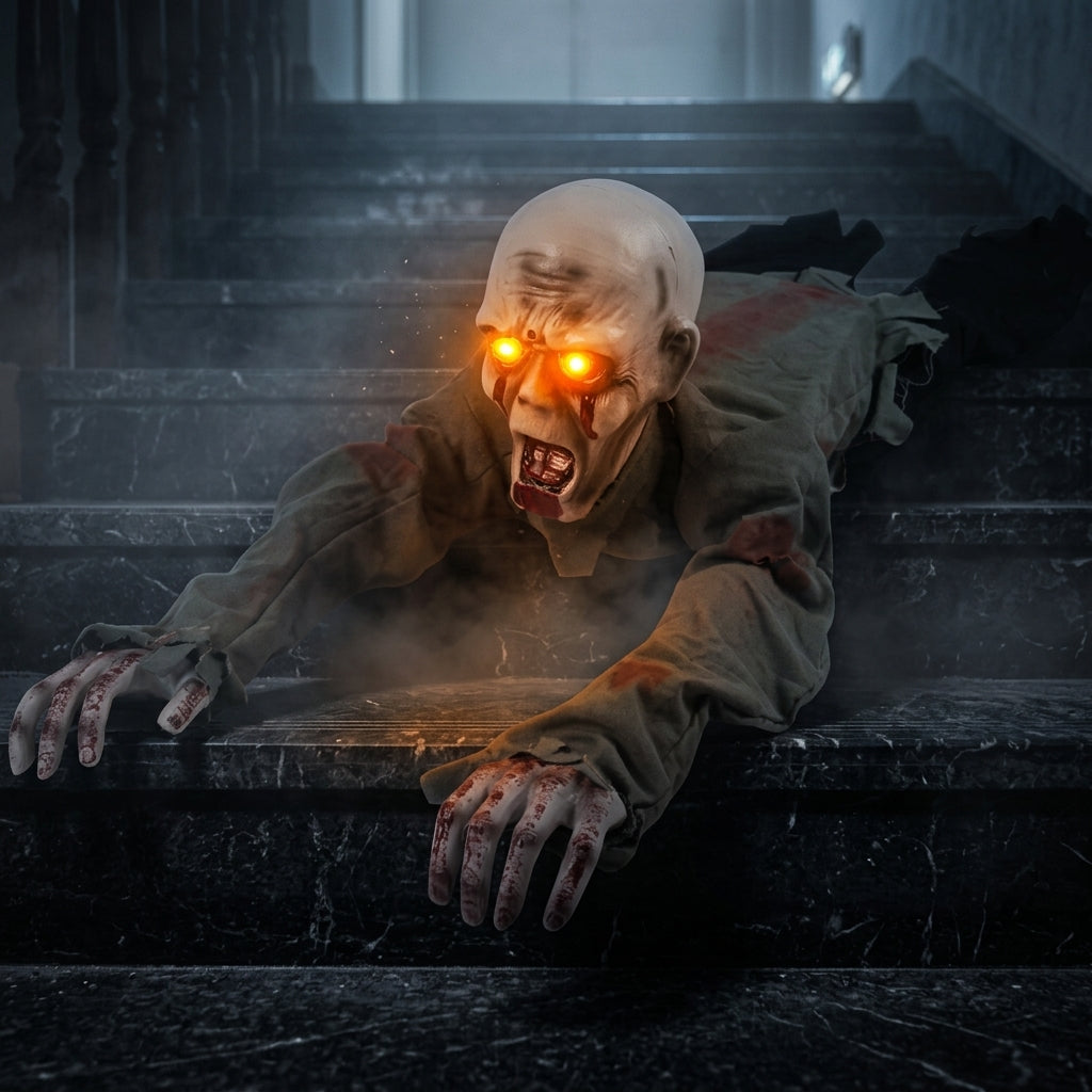 ApexGaze™- Scary Crawling Ghost Zombie - Light Up Eyes, Motion & Sound Activated